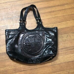 Tory Burch Black Patent Leather Tote Bag